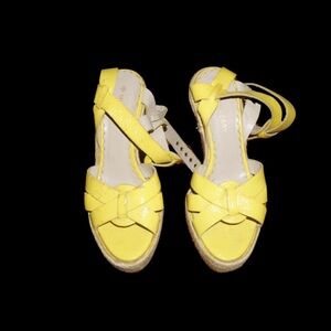 Mulberry Yellow Strappy Wedge Sandals
